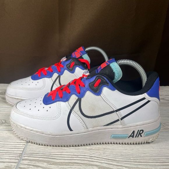 Nike Air Force 1 React GS 'Astronomy Blue Laser Crimson' Sneaker Shoe Womens 7.5 - Picture 3 of 11